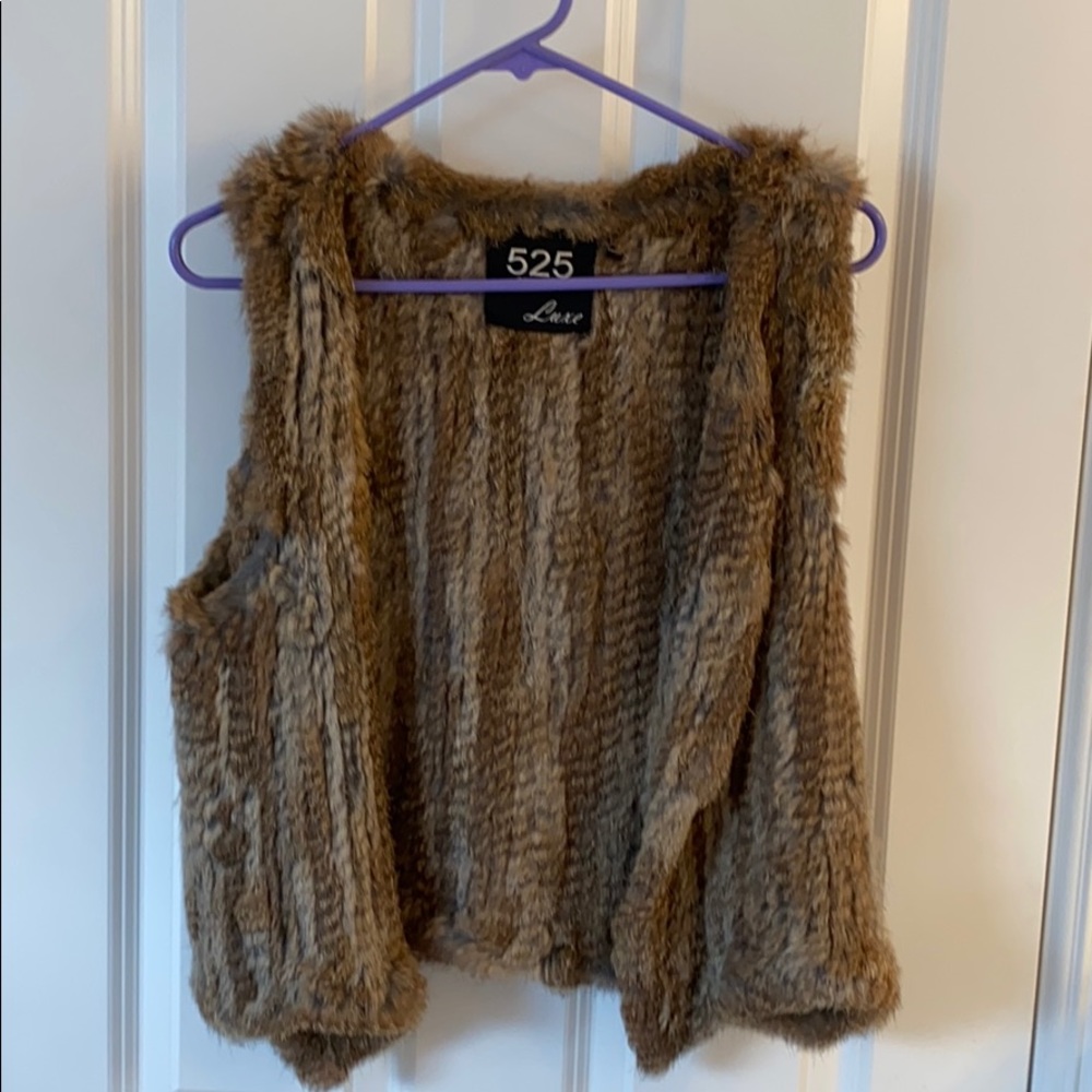 525 America Luxe Brown Fur Vest